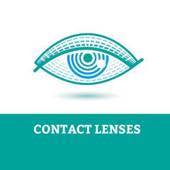 Eye icon with contact lens  - vector illustration