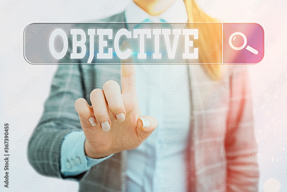 Poster word writing text objective. business photo showcasing expressing or dealing with facts or condition