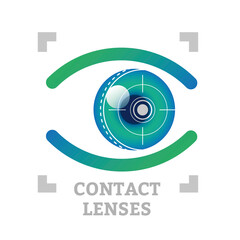 Eyes iris symbol with contact lens - vector illustration