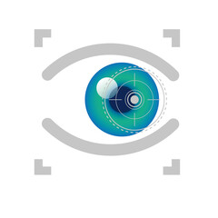 Eyes iris symbol with contact lens - vector illustration
