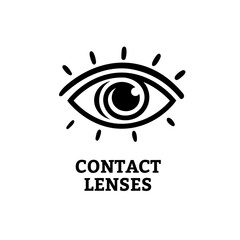 Eye icon with contact lens  - vector illustration