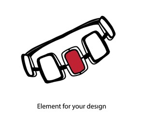 Red woman's necklace. Necklace of the priestess of the god of light. Vector illustration