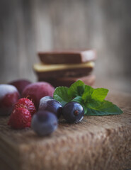blueberries and raspberries