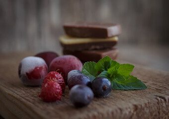 blueberries and raspberries