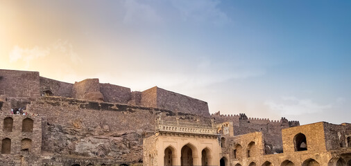 Hyderabad, India - 25 December 2019 at 5:10:26 PM: wide view of Golconda fort at afternoon time