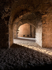 Hyderabad, India - 25 December 2019 at 5:12:58 PM: Sun rays falling into the caves of Golconda Fort