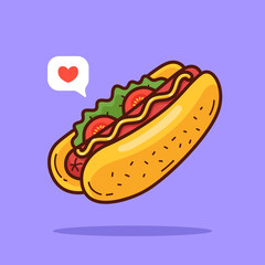 Hot dog vector doodle illustration