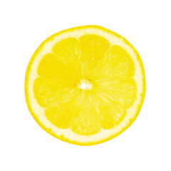 Fresh slice of lemon isolated on white background