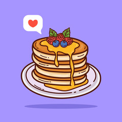 Pancake cartoon vector doodle illustration