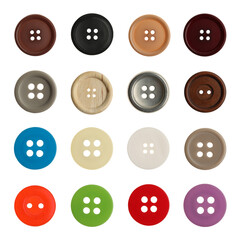 Set of sewing buttons on white background