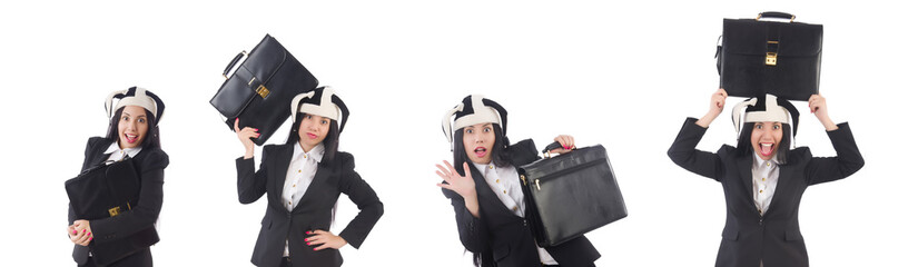 Businessman clown isolated on white