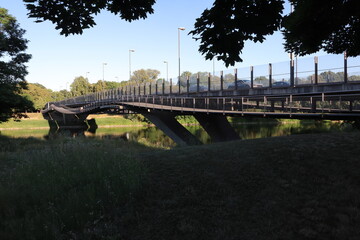 Ingolstadt, Bayern/ Germany - July 03 2019: Modern bridge with seperate pedestian walkway, called Glacisbruecke