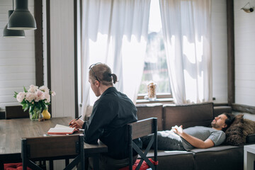 Psychotherapist and patient at an appointment in the office
