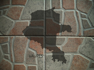 Map of Vaupés Department , Colombia, ceramic tiles in the background, 3D illustration