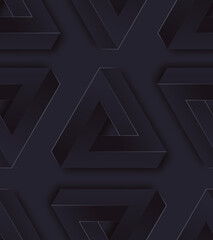 Minimalistic abstract premium design seamless pattern with paper Penrose triangle background