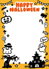 シンプルな手描き風イラストのハロウィンポスター[02]　A3・たて