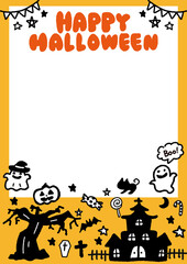 シンプルな手描き風イラストのハロウィンポスター[03]　A3・たて