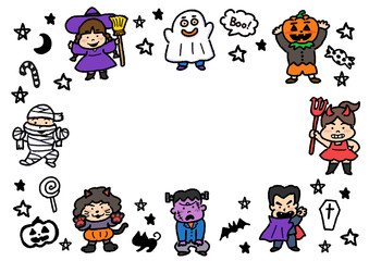 ハロウィンの仮装をした子供のポスター[02]　A3・よこ