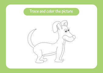 Little puppy. Trace and color the picture children s educational game.