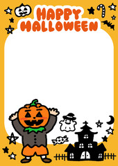 仮装した子供と手描き風イラストのハロウィンポスター[01]　A3・たて