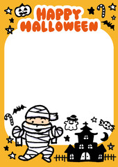 仮装した子供と手描き風イラストのハロウィンポスター[04]　A3・たて