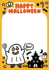 仮装した子供と手描き風イラストのハロウィンポスター[05]　A3・たて