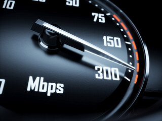 High speed internet connection speedometer and internet connection