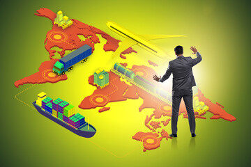 Global logistics concept with businessman