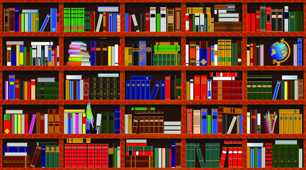 Books on the shelf, seamless vector illustration