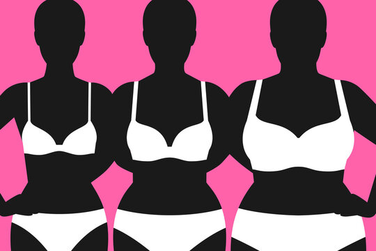 Silhouettes of different female figures and white underwear