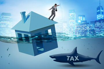 Mortgage repayment failure concept with man