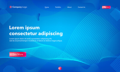 Asbtract background website Landing Page. Template for websites, or apps. Modern design.Blue. Abstract vector style.