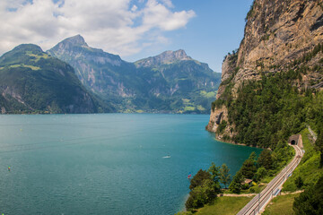 Obraz premium Beautiful swiss alpine landscape with lake Lucerne.