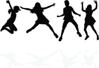 Silhouette of children on white background.