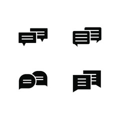 Comments, solid icon set. Social chatting communication technology. Dialog speak, send message, comment. Conversation speech bubble. Silhouette Vector illustration. Design on white background. EPS10