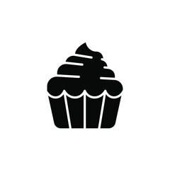 cupcake icon solid. Fresh Bakery cream cake silhouette can be use for restaurant, bread and pastry shop. Sweet Yummy Muffin. Vector illustration. Design on white background. EPS10