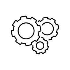 Obraz premium Gear icon, Engineering Cogwheel line. Machine industry, industrial mechanics technical. Setting management symbol. Construction factory equipment. Vector illustration Design on white background. EPS10