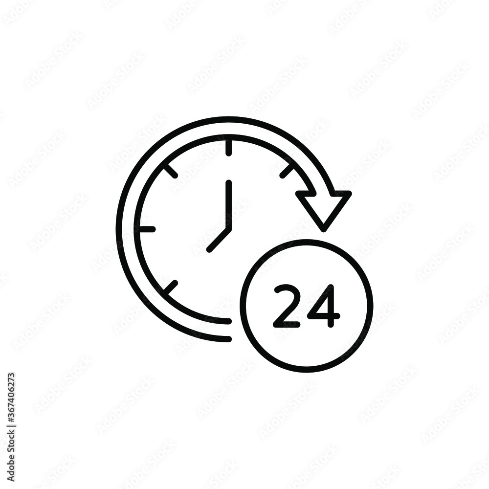 Poster time 24 hours icon. twenty hour full open service operation. free dial all day. online support. cloc