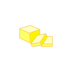 Creamy Butter icon colored line symbol. Margarine Pack Bar and slices element in trendy style. Three slice of buttermilk in different shape. Vector Illustration. Design on white background. EPS10