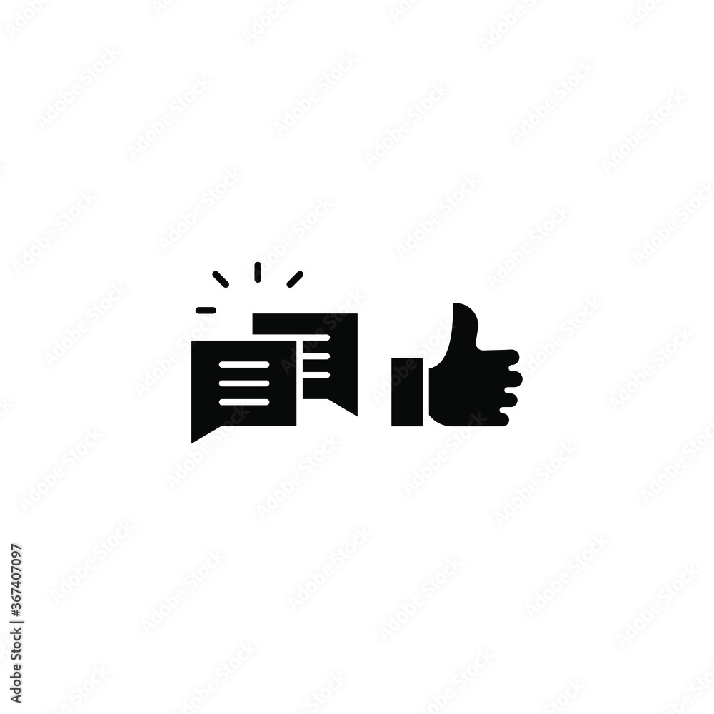 Poster likes with comment icon solid symbol. thumb gesture for give like or positive feedback and bubble ch