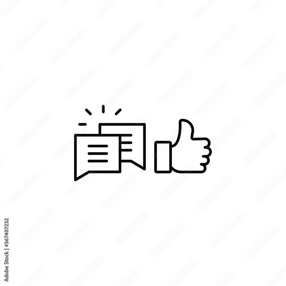 Aufkleber likes with comment icon line symbol. finger thumb gesture and bubble message for chatting and give p