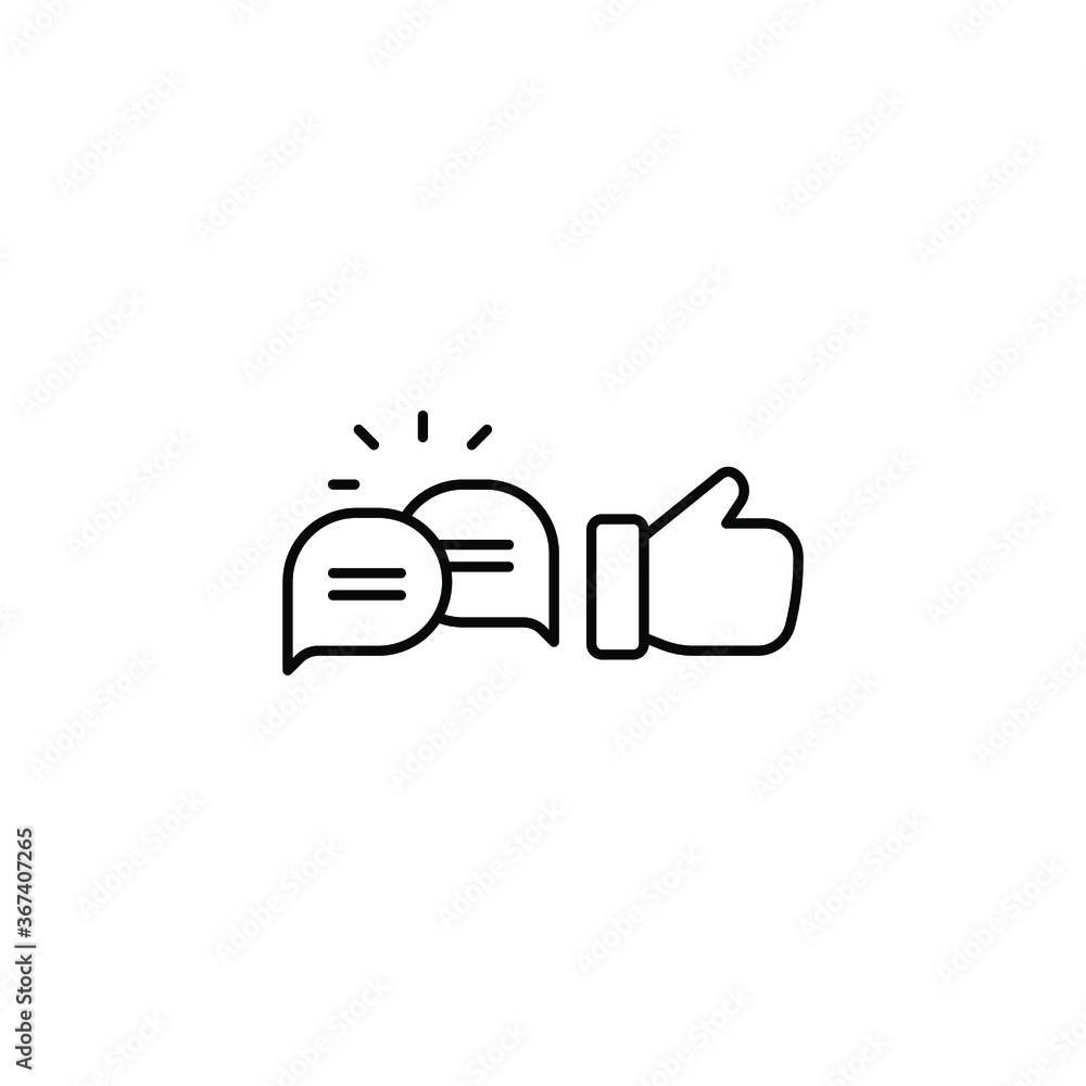 Aufkleber likes with comment icon line symbol. finger thumb gesture and bubble message for chatting and give p