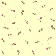 simple little cute  flower with leaves seamless pattern, texture, wallpaper, background vector design