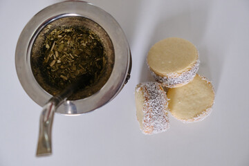 Argentine tradition: close-up photo of delicious cornstarch alfajores