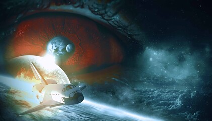 Human eye and space. Elements of this image furnished by NASA