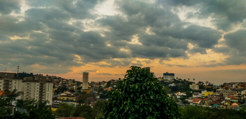 sunset over the city