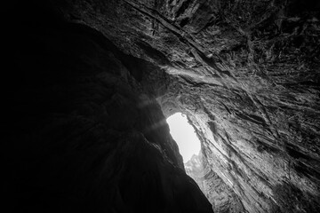 Natural rocky arch fissure in Wulong National Park