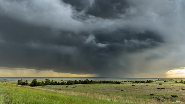 Time lapse of Tornadic Cell over Grassy Field