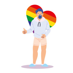 man cartoon with lgbti heart vector design