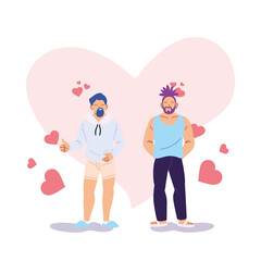 lgtbi men cartoons with hearts vector design